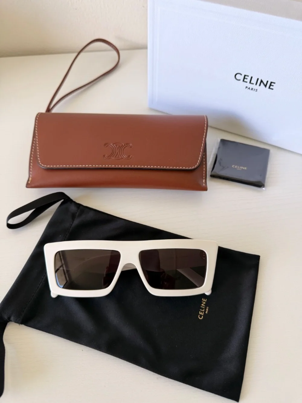 NEW CELINE Unisex White Sunglasses CL40214U 25A Authentic